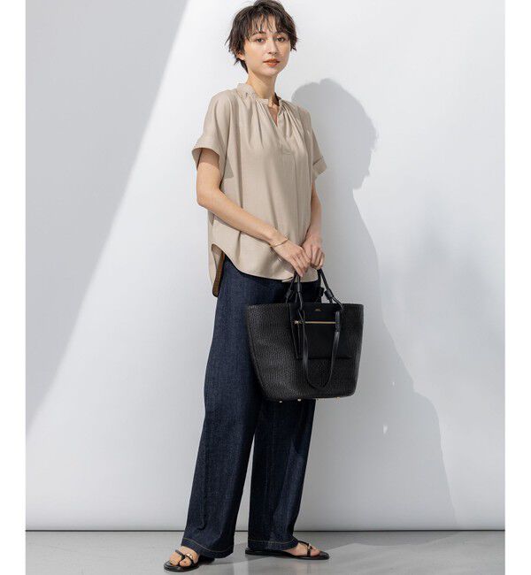 23区「【接触冷感/UVカット】ドライスラブストレッチ スキッパー ブラウス」|シャツ・ブラウス|