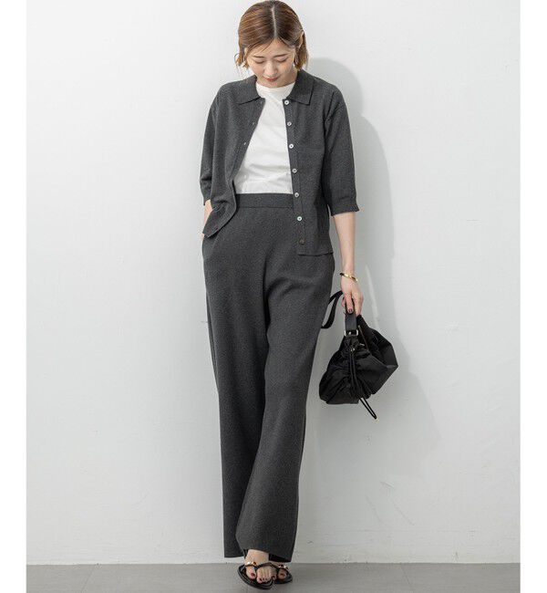 23区「【洗える/吊り干しOK】ヴィスコースストレッチ ポロニット カーディガン」|カーディガン|