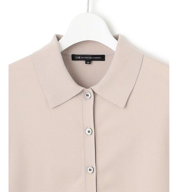 23区「【洗える/吊り干しOK】ヴィスコースストレッチ ポロニット カーディガン」|カーディガン|