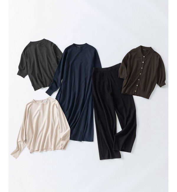 23区「【洗える/吊り干しOK】ヴィスコースストレッチ ポロニット カーディガン」|カーディガン|