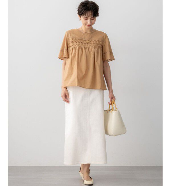 23区「【WEB&一部店舗限定】コットンローン ピンタック フレア ブラウス」|シャツ・ブラウス|