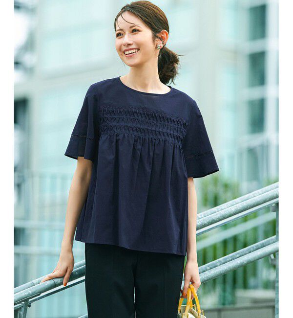 23区「【WEB&一部店舗限定】コットンローン ピンタック フレア ブラウス」|シャツ・ブラウス|