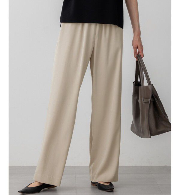 23区「【見上愛さん着用/Oggi10月号掲載/洗える】スエーディーサテン ワイド パンツ」|その他|ベージュ系