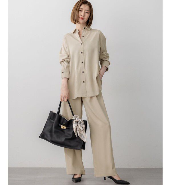 23区「【見上愛さん着用/Oggi10月号掲載/洗える】スエーディーサテン ワイド パンツ」|その他|