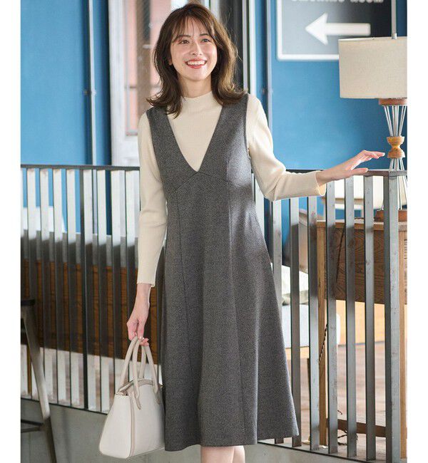 ANY SIS「【洗える】カットツイード ジャンパースカート」|ジャンパースカート|グレー