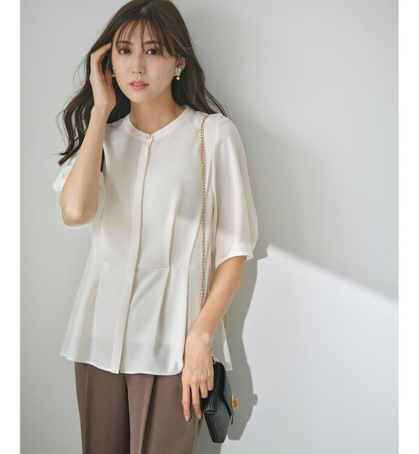 ANY SIS「【接触冷感・UVカット・速乾】コンフォートビューティサテン ブラウス」|シャツ・ブラウス|