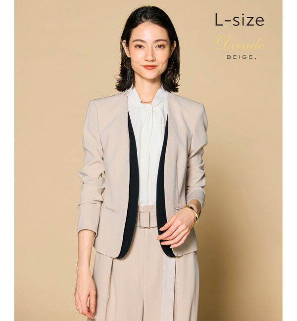 BEIGE,「【L-size】CINDY / ダブルカラージャケット」|ノーカラージャケット|Sand&times;Black