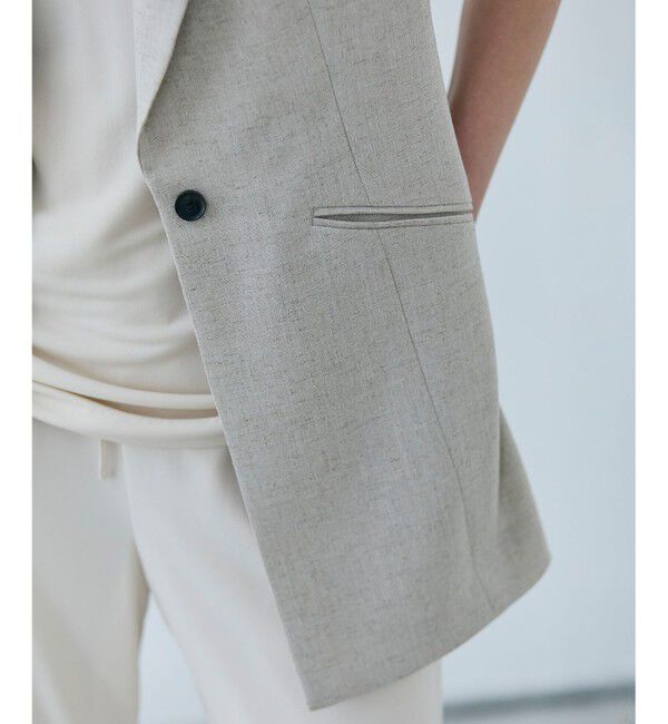 BEIGE,「【洗える】CAROLE / リネンライクノースリーブジレジャケット」|ベスト・ジレ|