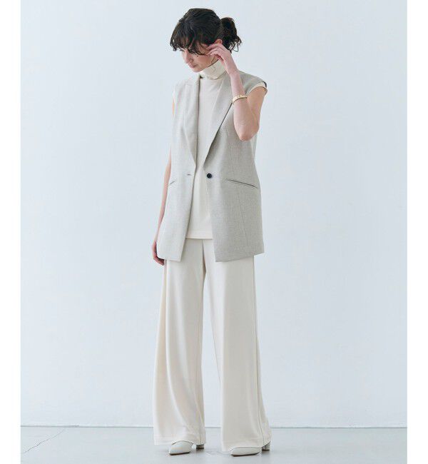 BEIGE,「【洗える】CAROLE / リネンライクノースリーブジレジャケット」|ベスト・ジレ|