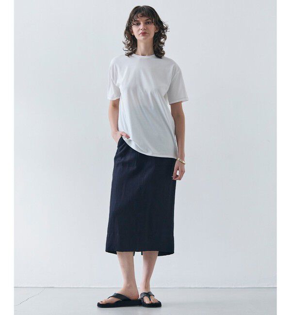 BEIGE,「【洗える】VERONICA / カラーステッチ半袖クルーネックＴシャツ」|Tシャツ・カットソー|