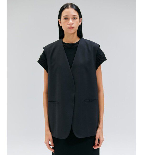 BEIGE,「【セットアップ対応・VERY 11月号掲載】ZEPHYR / ウールライクノーカラージレ」|ベスト・ジレ|Black