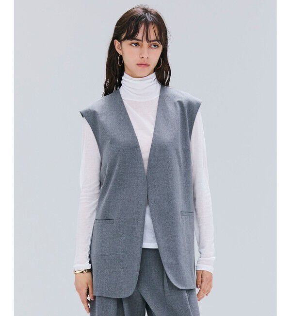 BEIGE,「【セットアップ対応・VERY 11月号掲載】ZEPHYR / ウールライクノーカラージレ」|ベスト・ジレ|Top Gray