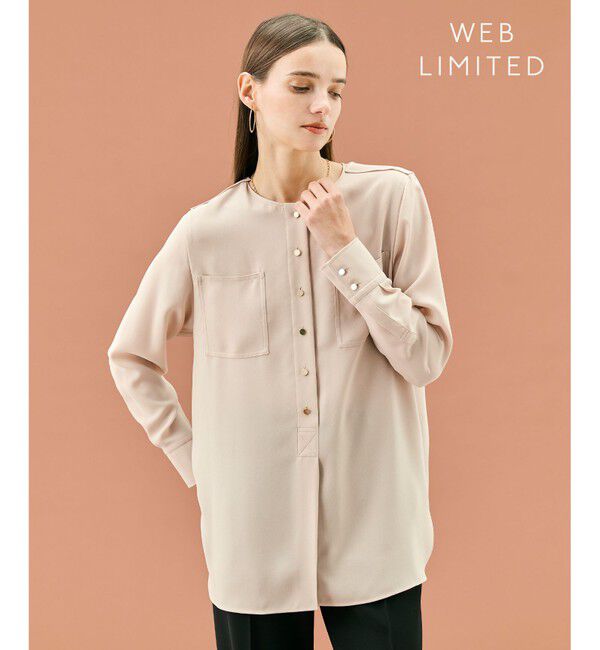 BEIGE,「【WEB限定・洗える】CLARION / ゴールド釦クルーネックブラウス」|シャツ・ブラウス|Beige