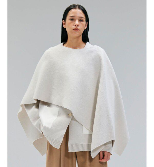 BEIGE,「CHICORA / プルオーバーウールニットケープ」|ストール|Bone