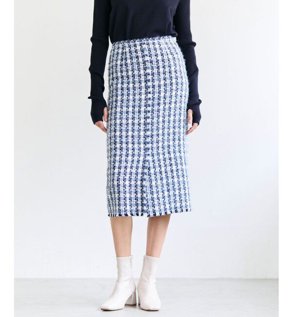 BEIGE,「BERYL / ファンシーツイード Iラインスカート」|スカート|Navy Mix