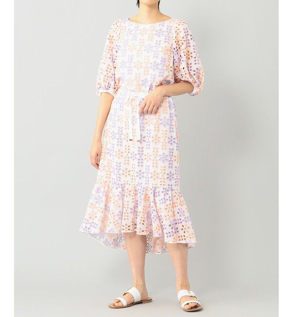  「バイカラーカットワークスカート」|スカート|