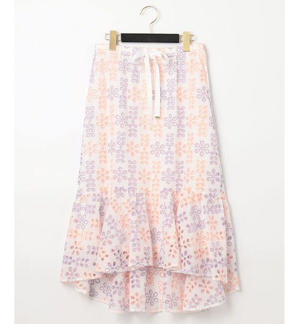  「バイカラーカットワークスカート」|スカート|