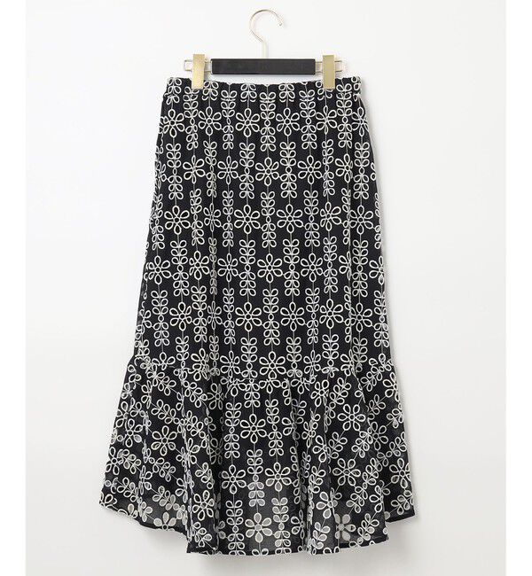  「バイカラーカットワークスカート」|スカート|