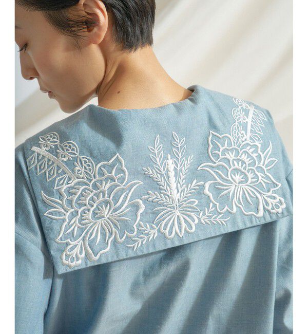  「セーラーカラー刺繍ワンピース」|ワンピース|