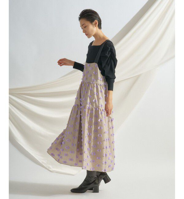  「カットジャガードノースリーブワンピース」|ワンピース|ベージュ