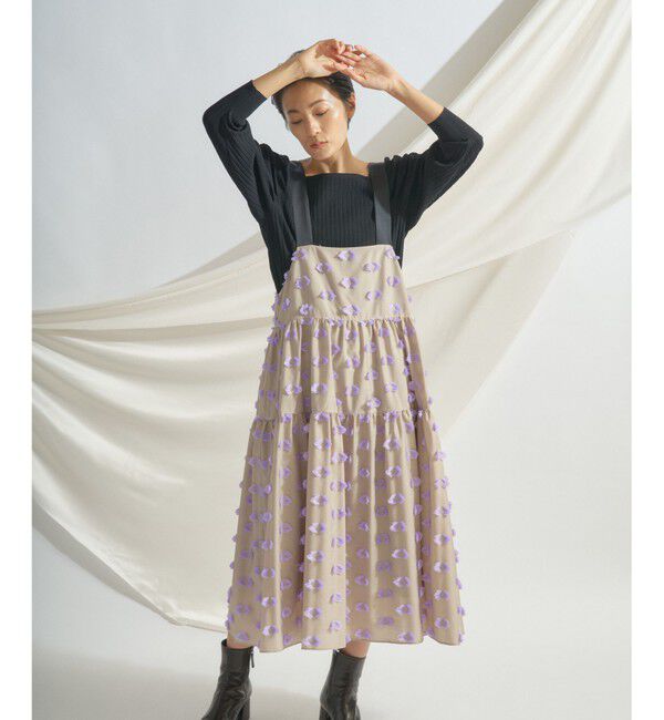  「カットジャガードノースリーブワンピース」|ワンピース|