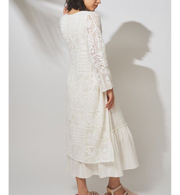  「モチーフクロシェニットカーディガン」|カーディガン|ホワイト