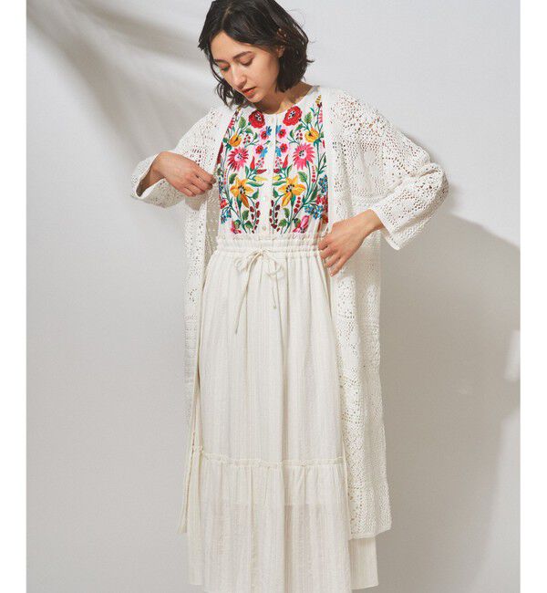  「モチーフクロシェニットカーディガン」|カーディガン|