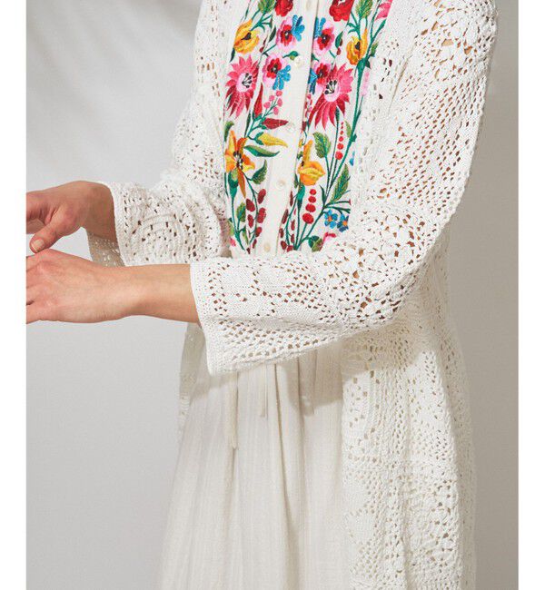  「モチーフクロシェニットカーディガン」|カーディガン|