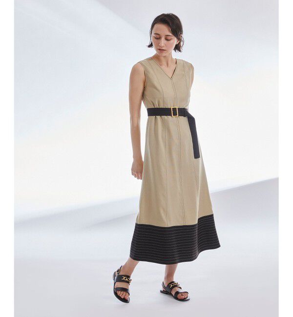  「ステッチフレアサックワンピース」|ワンピース|ベージュ