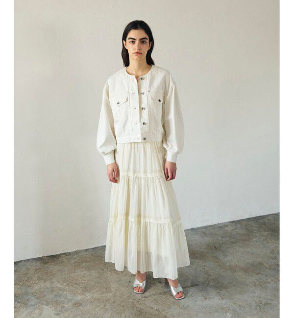 GRACE CONTINENTAL「ノーカラーデニムジャケット」|デニムジャケット|