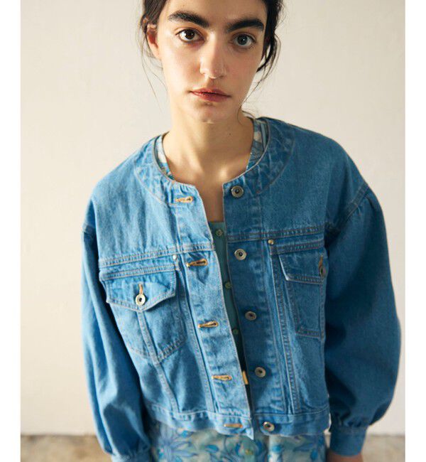 GRACE CONTINENTAL「ノーカラーデニムジャケット」|デニムジャケット|