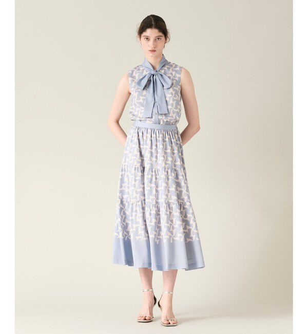 GRACE CONTINENTAL「リボンプリントスカート」|スカート|