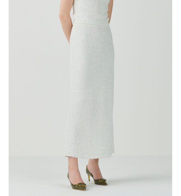 Grace Class「シャイニーニットロングスカート」|スカート|ホワイト