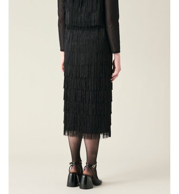 GRACE CONTINENTAL「フリンジスカート」|タイト|