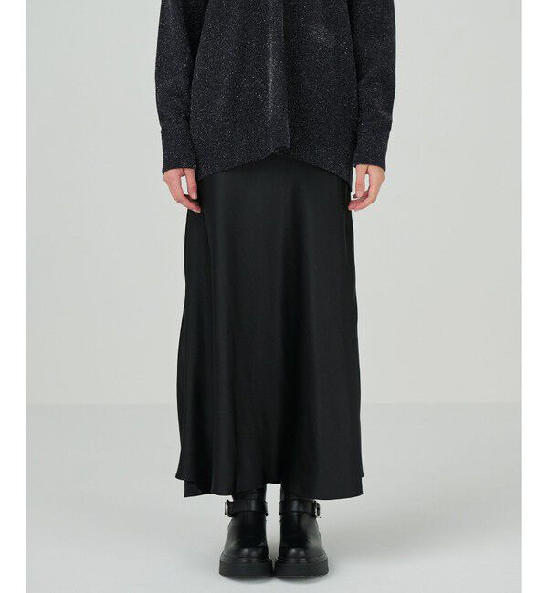GRACE CONTINENTAL「サテンストレッチイージースカート」|スカート|ブラック