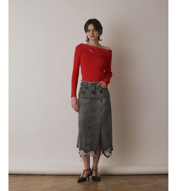  「オフショルリブニットトップ」|ニット・セーター|