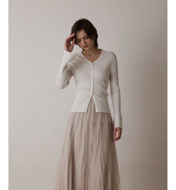 Diagram「ビジューリブニットトップ」|ニット・セーター|ホワイト