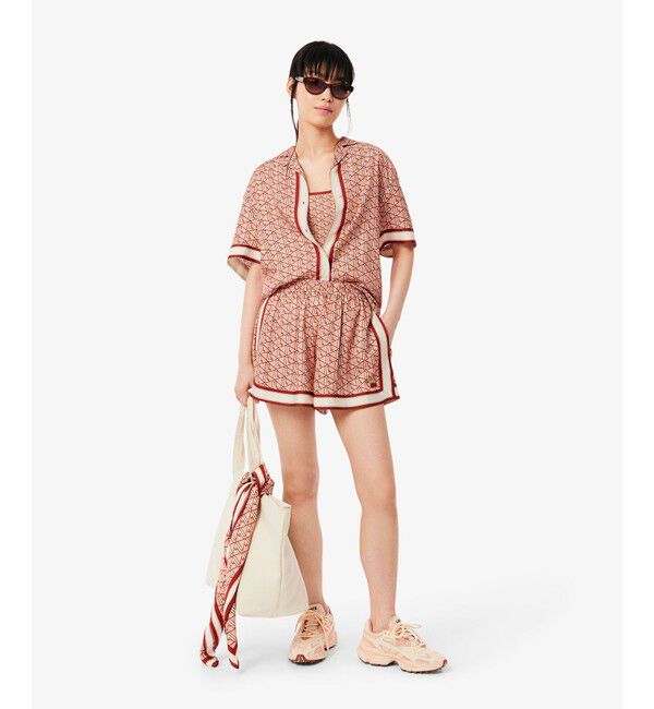 LACOSTE「ウィメンズオープンカラーモノグラムシャツ」|シャツ・ブラウス|