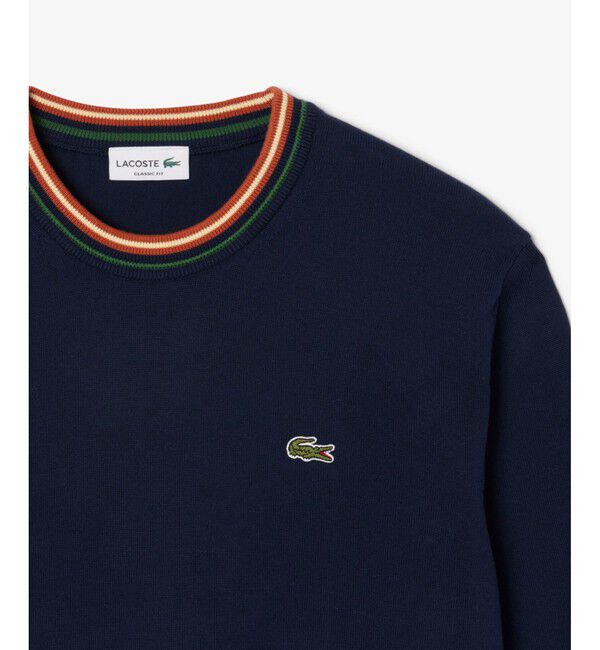 LACOSTE「ボーダーリブプルオーバーニット」|ニット・セーター|