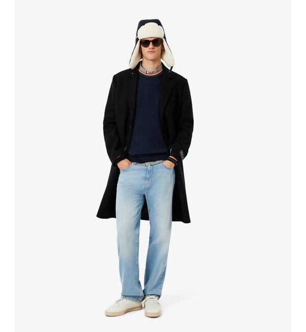 LACOSTE「ボーダーリブプルオーバーニット」|ニット・セーター|