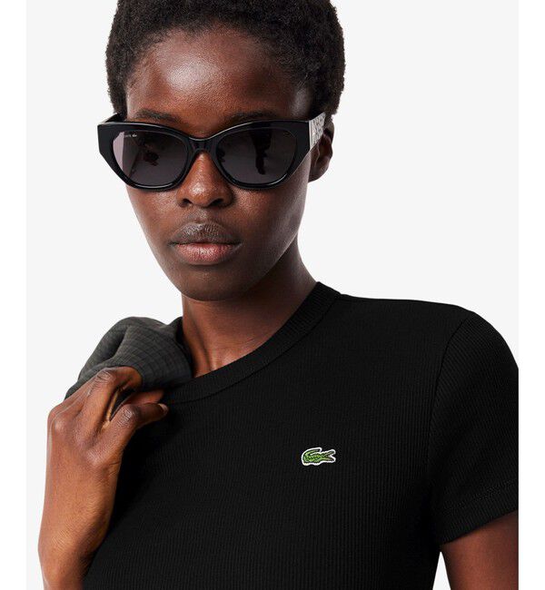 LACOSTE「タイトフィットリブニットTシャツ」|シャツ・ブラウス|