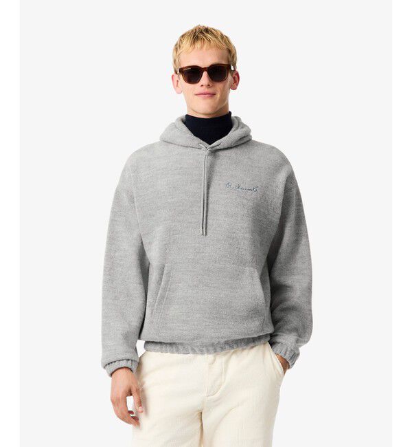 LACOSTE「シグネチャーステッチスウェットフーディー」|パーカー|グレー