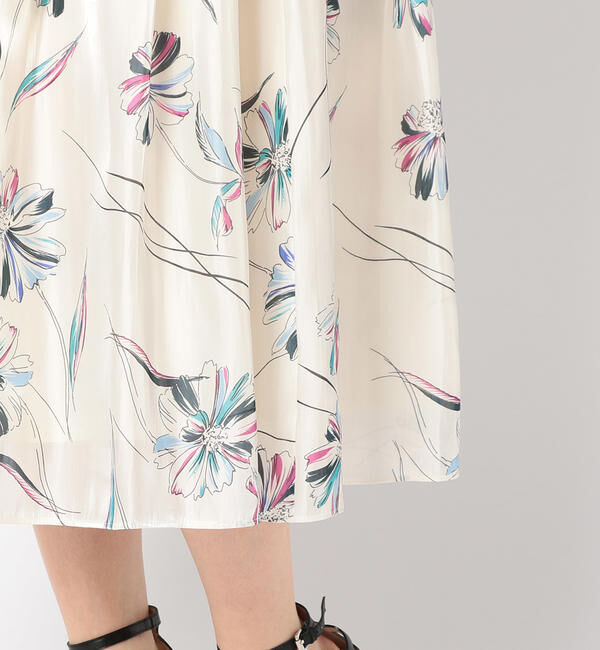 NOLLEY'S sophi「【吉高由里子さんドラマ着用】フラワーパールサテンギャザースカート」|スカート|