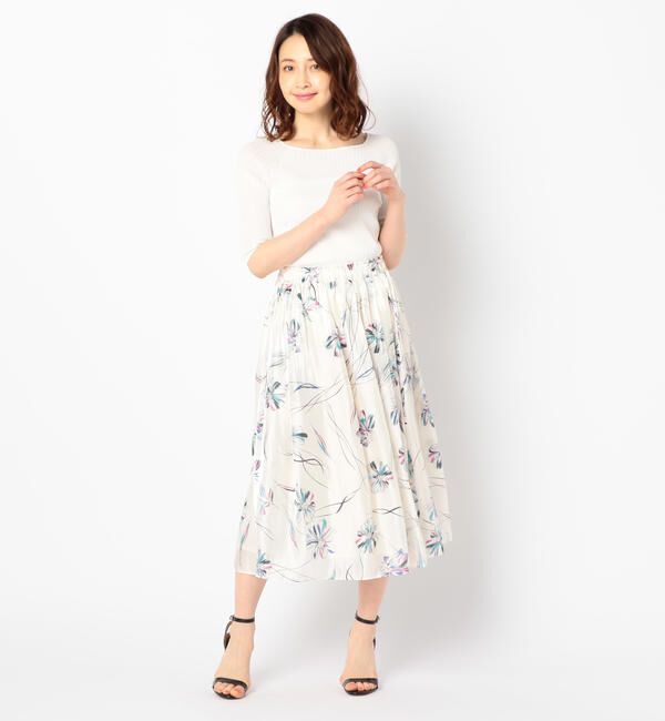 NOLLEY'S sophi「【吉高由里子さんドラマ着用】フラワーパールサテンギャザースカート」|スカート|