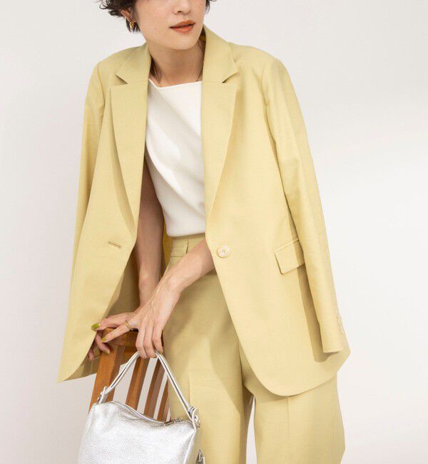 NOLLEY'S「《セットアップ対応》ウォッシャブル麻混ストレッチテーラードジャケット」|テーラードジャケット|イエロー