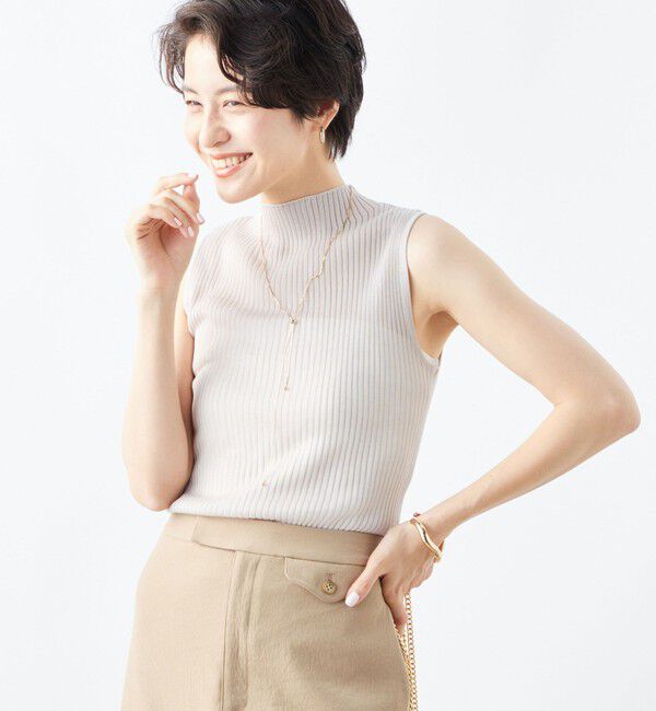 NOLLEY'S「《手洗い可能》《アンサンブル対応》シアーリブノースリーブプルオーバーニット」|ニット・セーター|