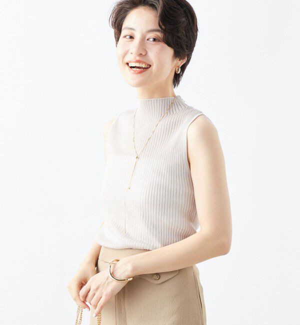 NOLLEY'S「《手洗い可能》《アンサンブル対応》シアーリブノースリーブプルオーバーニット」|ニット・セーター|