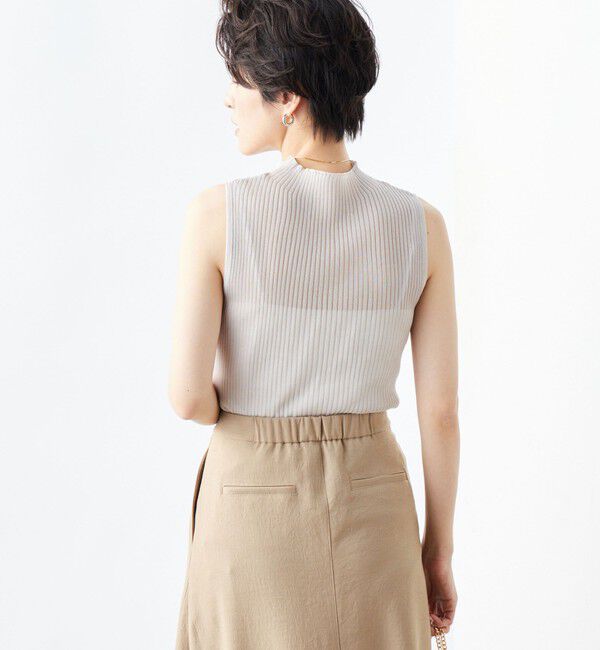 NOLLEY'S「《手洗い可能》《アンサンブル対応》シアーリブノースリーブプルオーバーニット」|ニット・セーター|