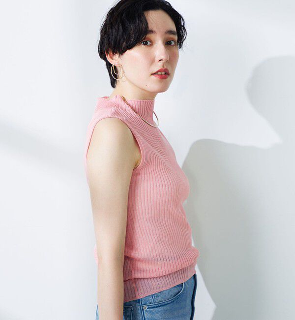 NOLLEY'S「《手洗い可能》《アンサンブル対応》シアーリブノースリーブプルオーバーニット」|ニット・セーター|