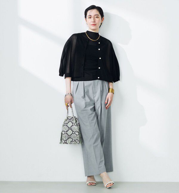 NOLLEY'S「《手洗い可能》《アンサンブル対応》シアーリブノースリーブプルオーバーニット」|ニット・セーター|